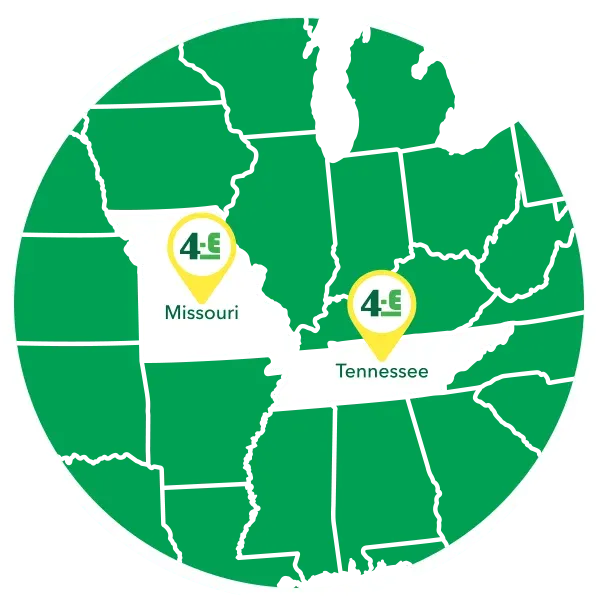4-EverGreen Service Area Map Missouri and Tennessee