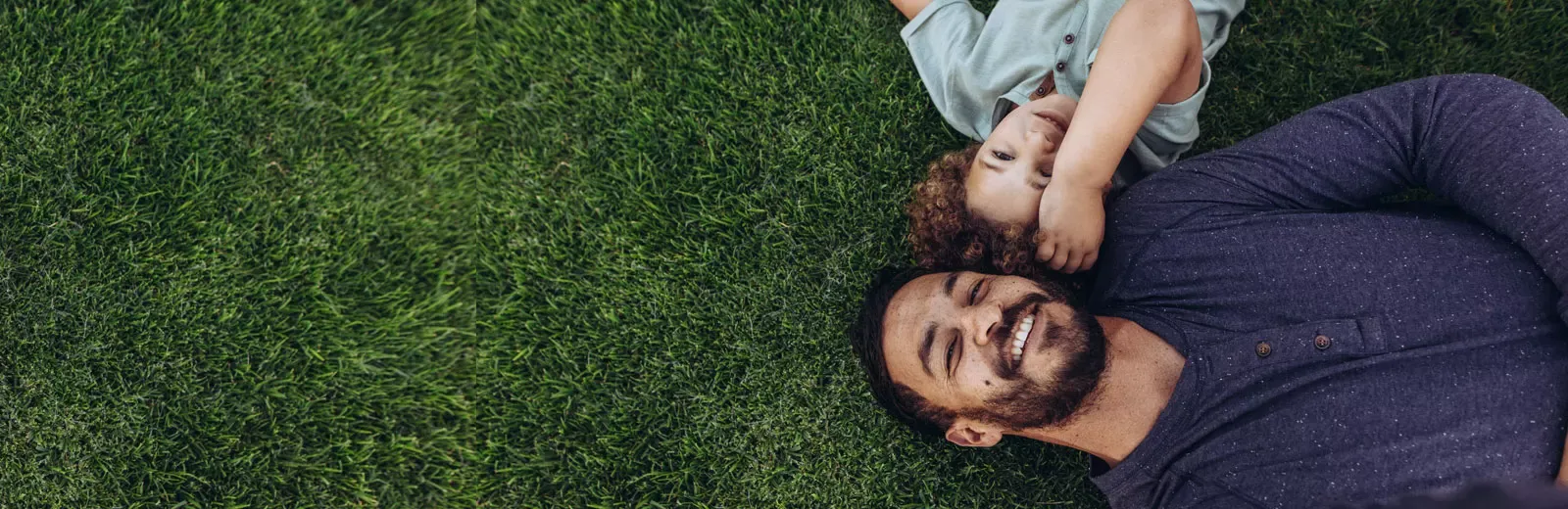 Father and son outside