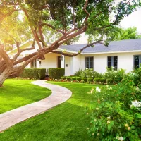 White house with green yard 